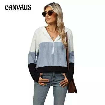 Женская осенне-зимняя новая свободная цветная блузка с капюшоном на молнии с длинным рукавом S павлин голубой