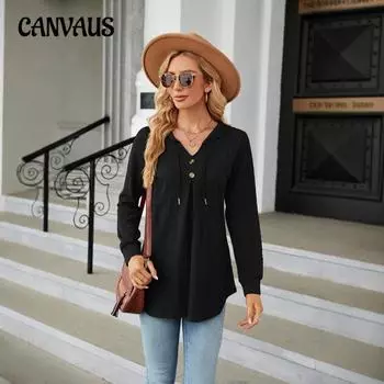 Женская осенне-зимняя новая свободная куртка-свитер с длинными рукавами и капюшоном S чёрный