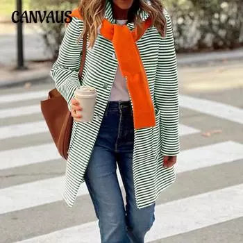 Женская осенне-зимняя новая темпераментная полосатая кардиганная трикотажная куртка с капюшоном и длинными рукавами S чёрный