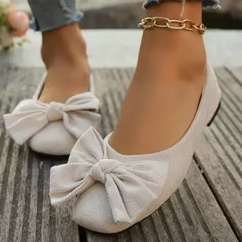 женская осенне-зимняя обувь теплая обувь-бабочки и балетки 36 бежевый