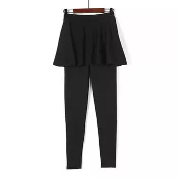 Женская осенне-зимняя одежда Флисовые леггинсы Heattech Женская мода в K-стиле Ложные две части Слим Похудение и тепло Кюлоты Heattech Light gray Plus size