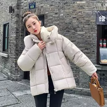 Женская осенне-зимняя однотонная с капюшоном на молнии с длинными рукавами, свободная универсальная теплая парка, куртки M серый