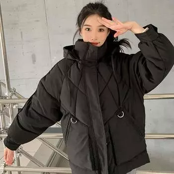 Женская осенне-зимняя однотонная свободная одежда из хлопка, повседневная утолщенная повседневная куртка 2XL