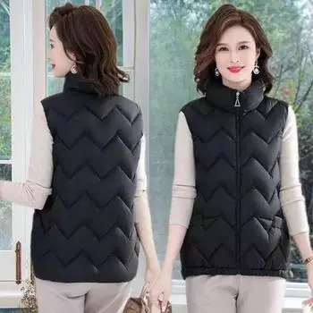 Женская осенне-зимняя однотонная тонкая теплая верхняя майка без рукавов большого размера 6XL