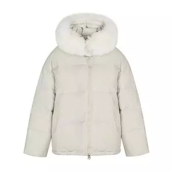 Женская осенне-зимняя однотонная утепленная верхняя одежда с хлопковой подкладкой и капюшоном, теплая куртка из натурального меха, пальто M бежевый