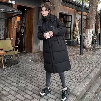 Женская осенне-зимняя однотонная утепленная верхняя одежда с хлопковой подкладкой и капюшоном, теплая длинная куртка, пальто M серый