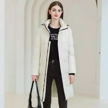 Женская осенне-зимняя однотонная утепленная верхняя одежда с хлопковой подкладкой и капюшоном, теплая длинная куртка, пальто S хаки