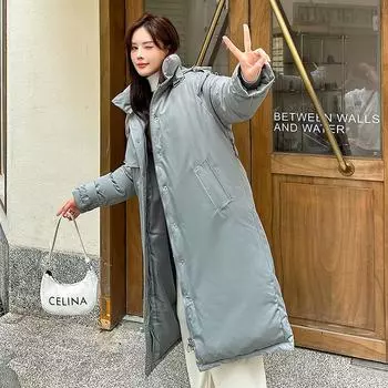 Женская осенне-зимняя однотонная утолщенная верхняя одежда с хлопковой подкладкой, теплая куртка с капюшоном, пальто M серый