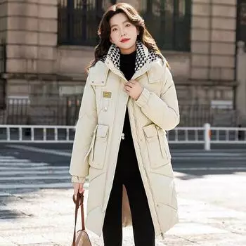 Женская осенне-зимняя однотонная утолщенная верхняя одежда с хлопковой подкладкой, теплая куртка с капюшоном, пальто M бордовый