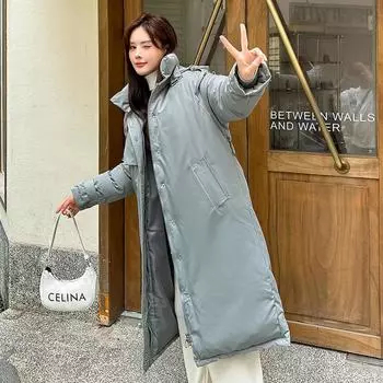 Женская осенне-зимняя однотонная утолщенная верхняя одежда с хлопковой подкладкой, теплая куртка с капюшоном, пальто M темно-серого