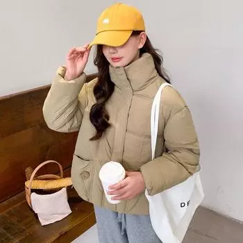 Женская осенне-зимняя однотонная утолщенная верхняя одежда с хлопковой подкладкой, теплая куртка с капюшоном, пальто M зелёный