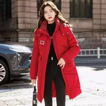 Женская осенне-зимняя однотонная утолщенная верхняя одежда с хлопковой подкладкой, теплая куртка с капюшоном, пальто M хаки