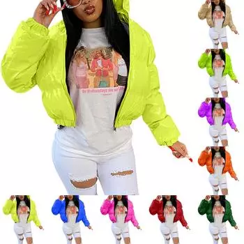 Женская осенне-зимняя однотонная зеркальная куртка-кардиган на молнии из искусственной кожи с воротником-стойкой L синий