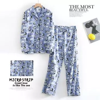 Женская осенне-зимняя пижама с рисунком из мультфильмов из хлопка, теплая, с начесом, домашняя одежда, комплект женской пижамы S