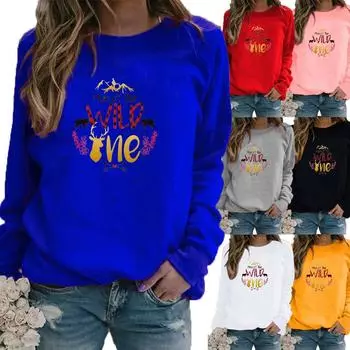 Женская осенне-зимняя плюшевая одежда с принтом, повседневная спортивная одежда, топ с длинными рукавами, футболка, женский свитер с круглым вырезом, пуловер XS белый