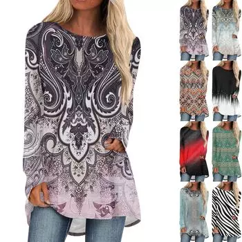 Женская осенне-зимняя повседневная длинная свободная футболка с длинными рукавами и круглым вырезом S зелёный