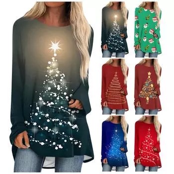 Женская осенне-зимняя повседневная футболка с длинными рукавами и круглым вырезом L