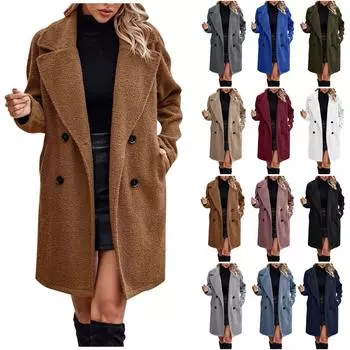 Женская осенне-зимняя повседневная модная однотонная куртка с v-образным вырезом и карманом M