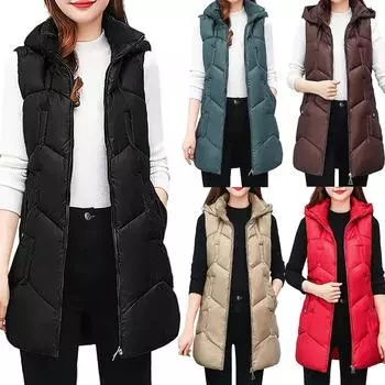 Женская осенне-зимняя Повседневная пуховая хлопковая куртка средней длины со съемным капюшоном, майка XL кофейный