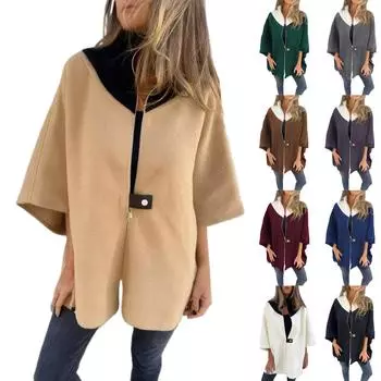 Женская осенне-зимняя повседневная свободная куртка на молнии с воротником-стойкой XXL чёрный