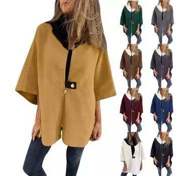 Женская осенне-зимняя повседневная свободная куртка на молнии с воротником-стойкой L чёрный