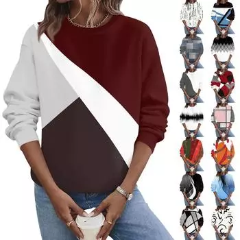 Женская осенне-зимняя повседневная толстовка с круглым вырезом и длинным рукавом с принтом XXL бежевый