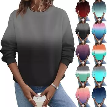 Женская осенне-зимняя повседневная толстовка с круглым вырезом и длинным рукавом с принтом M синий