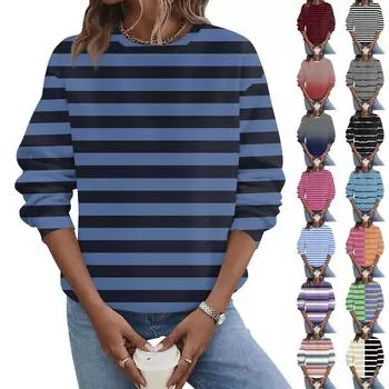 Женская осенне-зимняя повседневная толстовка с круглым вырезом и длинным рукавом с принтом S