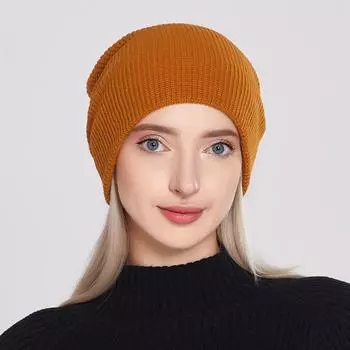 Женская осенне-зимняя простая однотонная эластичная вязаная универсальная шикарная шляпа OneSize белый