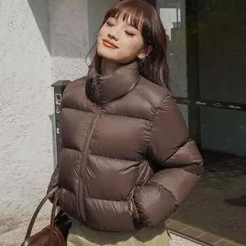 Женская осенне-зимняя пуховая хлопковая куртка с подкладкой, женская стеганая куртка в хлебном стиле, женская куртка S коричневый