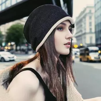 Женская осенне-зимняя шапка из кашемира, вязаная защитная шапка для ушей, женский большой платок One Size бежевый