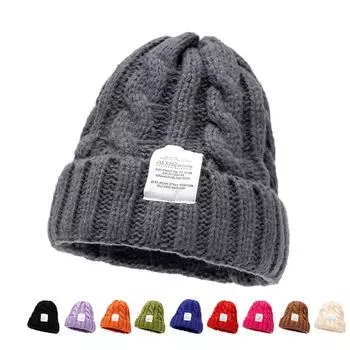 Женская осенне-зимняя шапка с большой головой, шерстяная теплая шапка кофейный