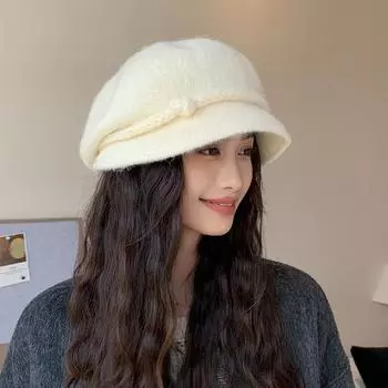 Женская осенне-зимняя шапка, теплая, утолщенная, защитная, рыболовная шапка, холодный бархат, вязаный берет, милая, восьмиугольная шапка One size