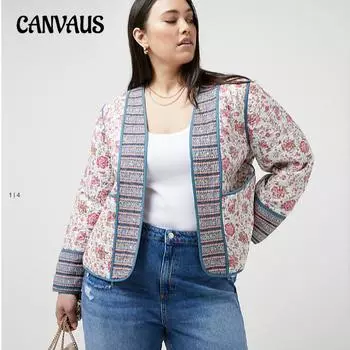 Женская осенне-зимняя стеганая хлопковая куртка с принтом, кардиган, маленькая куртка в стиле колор-блок XS