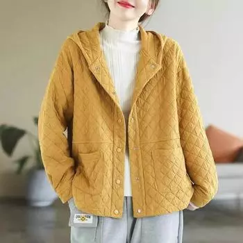 Женская осенне-зимняя свободная теплая куртка средней длины с длинными рукавами и капюшоном, куртка с характером XS