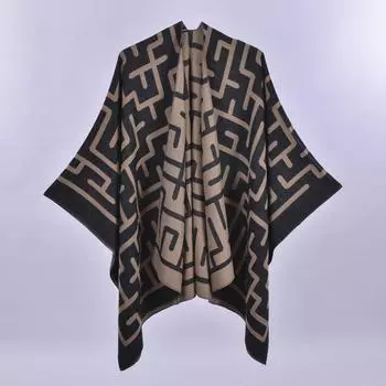 Женская осенне-зимняя теплая двухцветная накидка простая модная пашмина шаль для кондиционера