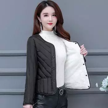Женская осенне-зимняя теплая куртка больших размеров с v-образным вырезом, короткая теплая куртка на подкладке, хлопковая теплая куртка, легкая куртка 4XL