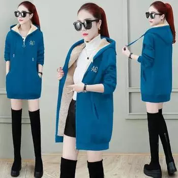 Женская осенне-зимняя теплая повседневная флисовая толстовка на молнии с капюшоном и подкладкой из искусственной овечьей шерсти, женские свободные толстые толстовки с длинным рукавом, топы XXXXL чёрный