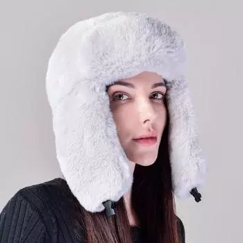 Женская осенне-зимняя теплая шапка-ушанка ColdFur Hair Hat Sweet Cute Lei Feng Hat One Size белый