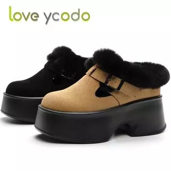 Женская осенне-зимняя теплая удобная повседневная обувь с плюшевой подошвой на толстой подошве 39 чёрный