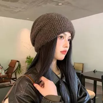 Женская осенне-зимняя теплая утолщенная защитная шапка из холодного бархата, вязаная шапка с ворсом, милые симпатичные шапки One Size
