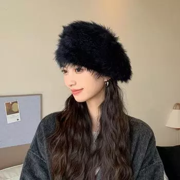 Женская осенне-зимняя теплая утолщенная защитная шапка для ушей, холодный бархатный берет, милая однотонная плюшевая шапка One Size хаки