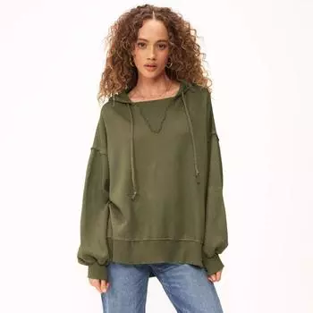 Женская осенне-зимняя толстовка с круглым вырезом и капюшоном S чёрный