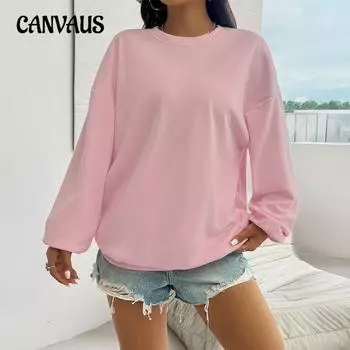 Женская осенне-зимняя трикотажная повседневная свободная толстовка с длинным рукавом S светло-розовый