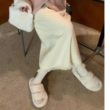 Женская осенне-зимняя трикотажная юбка с бахромой и утолщенной бахромой one size fits all