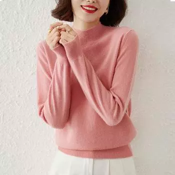 Женская осенне-зимняя трикотажная водолазка с длинным рукавом, свитер, топы, блузка, офисная официальная одежда M кофейный