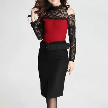 Женская осенне-зимняя юбка с высокой талией, облегающая однотонная однотонная юбка длиной до колена, однотонная, с плотной талией, теплая, толстая, мягкая, женская юбка-миди 3XL вино красного