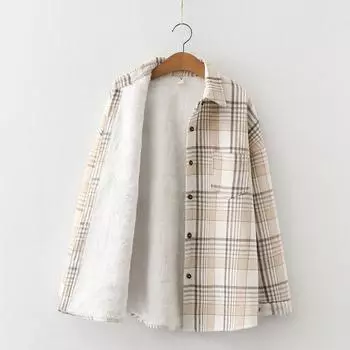 Женская осенне-зимняя укороченная утепленная рубашка с лацканами и пуговицами, свободная повседневная теплая верхняя одежда 3XL