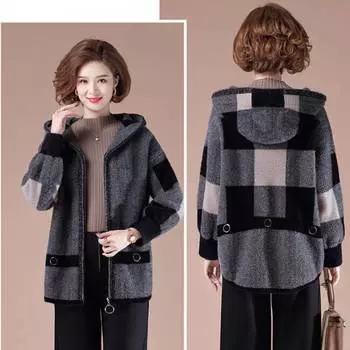 Женская осенне-зимняя утепленная флисовая верхняя одежда средней длины, свободная повседневная толстовка с капюшоном на молнии 6XL