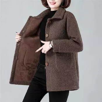 Женская осенне-зимняя утепленная куртка с подкладкой и утолщением, куртка на пуговицах больших размеров, свободная повседневная куртка